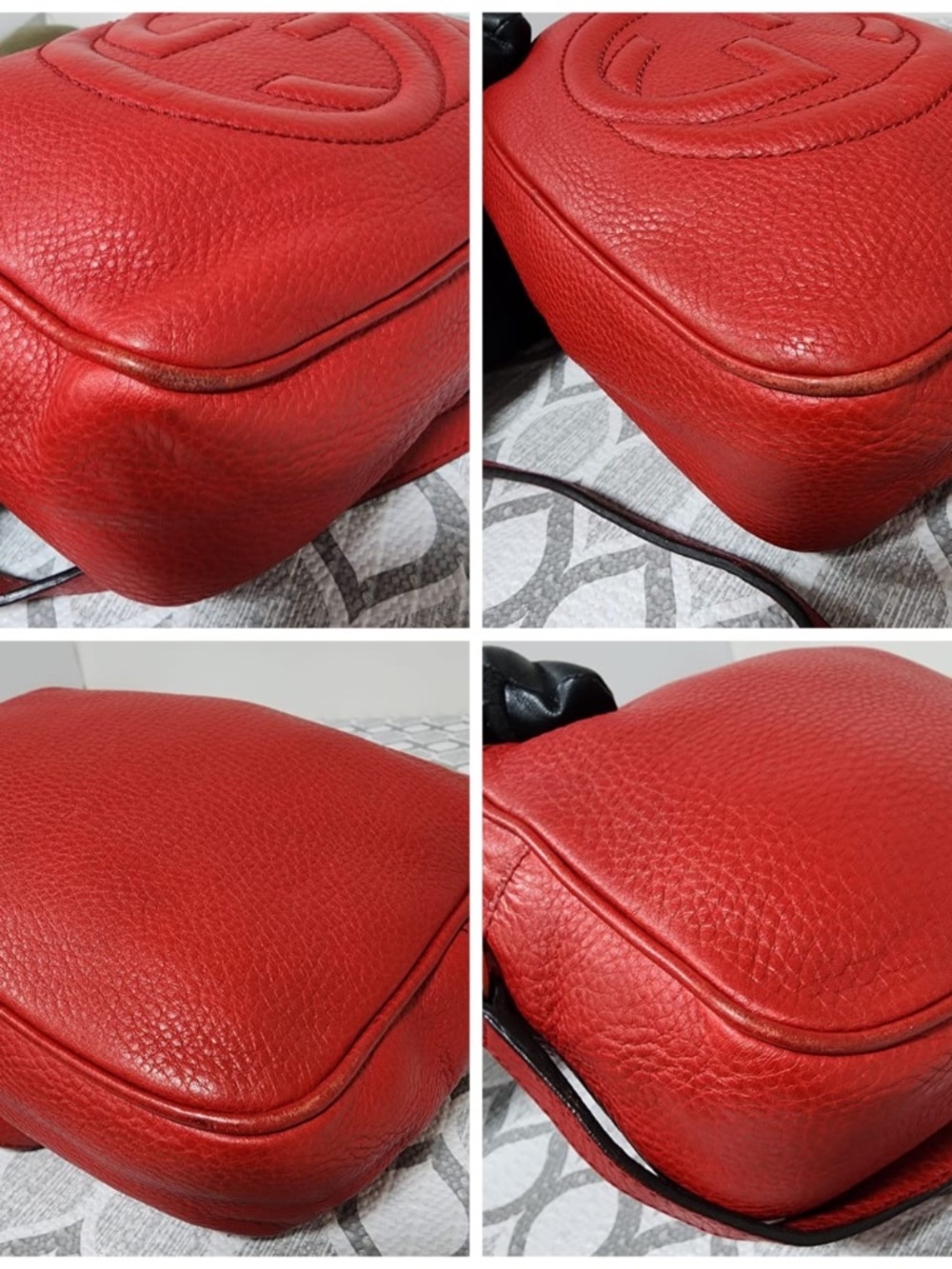 Authentic GUCCI Pebbled Calfskin Small Soho Disco Crossbody Bag Red - Picture 7 of 15